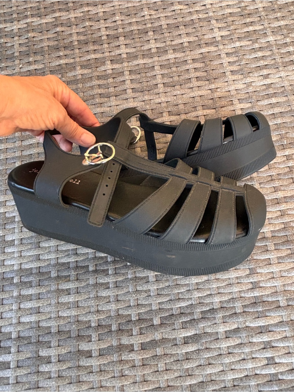 Jeffrey Campbell Black Platform Fisherman Sandals - Picture 1 of 7